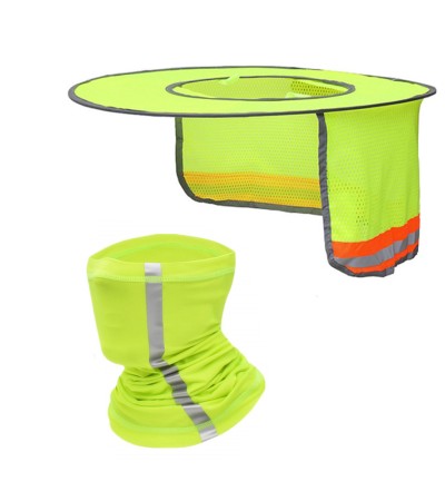 XIAKE Hard Hat Sun Shade Neck Gaiter Face Cover Set Anti-UV - Fluorescent Yellow