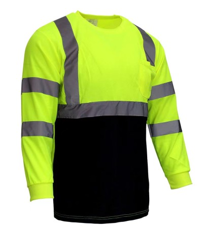 High Visibility Shirts Quick Dry Safety T Shirts with Reflective Strips and Pocket Mesh Hi Vis Construction Work Class 2 Shirt for Men/Women - Fluorescent Yellow/Large